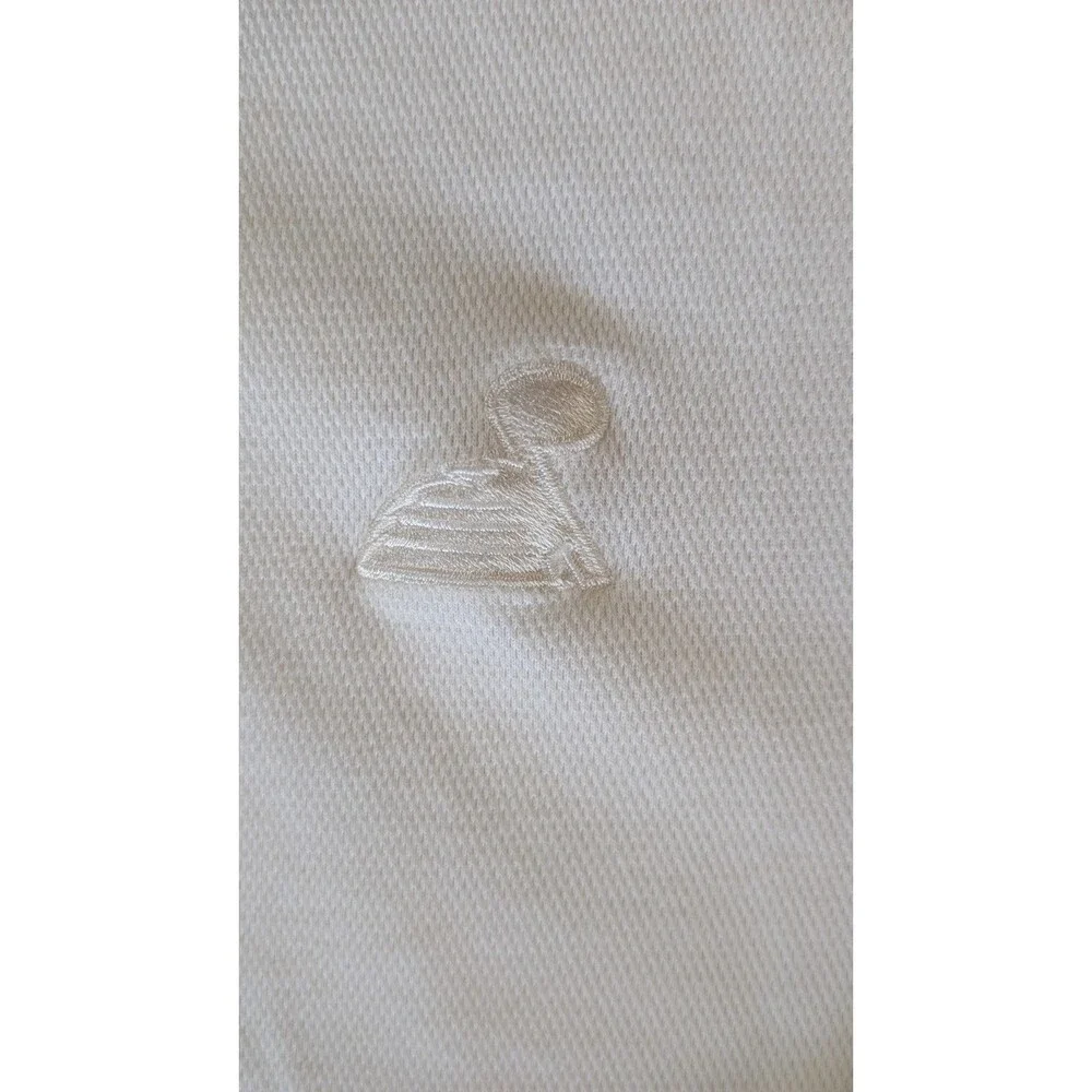 Vintage Nike Golf Mens L White Dri-Fit Polo Shirt Golf Flag Embroidered